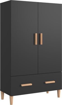 vidaXL - Hoge - kast - 70x31x115 - cm - bewerkt - hout - zwart