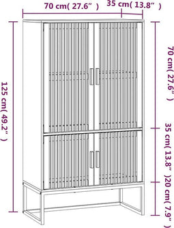 vidaXL - Hoge - kast - 70x35x125 - cm - bewerkt - hout - wit