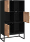vidaXL - Hoge - kast - 70x35x125 - cm - bewerkt - hout - zwart