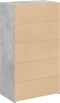 vidaXL - Hoge - kast - 70x41x124 - cm - bewerkt - hout - betongrijs