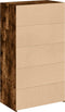 vidaXL - Hoge - kast - 70x41x124 - cm - bewerkt - hout - gerookt - eikenkleurig