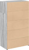 vidaXL - Hoge - kast - 70x41x124 - cm - bewerkt - hout - grijs - sonoma - eikenkleurig