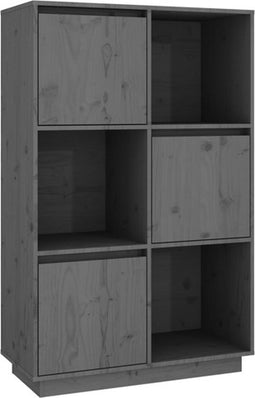 vidaXL - Hoge - kast - 74x35x117 - cm - massief - grenenhout - grijs