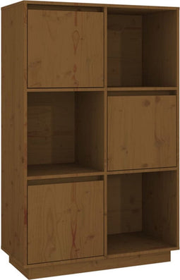 vidaXL - Hoge - kast - 74x35x117 - cm - massief - grenenhout - honingbruin
