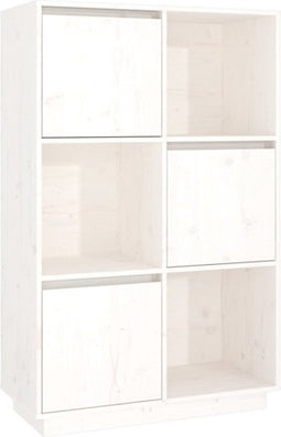 vidaXL - Hoge - kast - 74x35x117 - cm - massief - grenenhout - wit