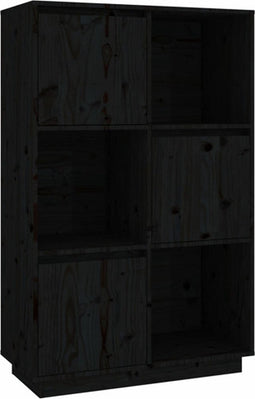 vidaXL - Hoge - kast - 74x35x117 - cm - massief - grenenhout - zwart