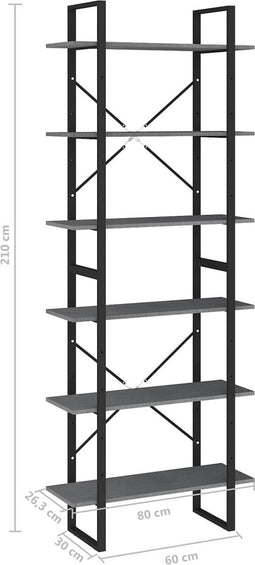 vidaXL - Hoge - kast - 80x30x210 - cm - massief - grenenhout - grijs