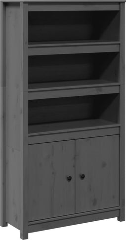 vidaXL - Hoge - kast - 80x35x154 - cm - massief - grenenhout - grijs