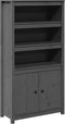 vidaXL - Hoge - kast - 80x35x154 - cm - massief - grenenhout - grijs