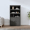 vidaXL - Hoge - kast - 80x35x154 - cm - massief - grenenhout - grijs