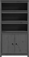 vidaXL - Hoge - kast - 80x35x154 - cm - massief - grenenhout - grijs