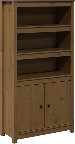 vidaXL - Hoge - kast - 80x35x154 - cm - massief - grenenhout - honingbruin