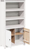 vidaXL - Hoge - kast - 80x35x154 - cm - massief - grenenhout - wit