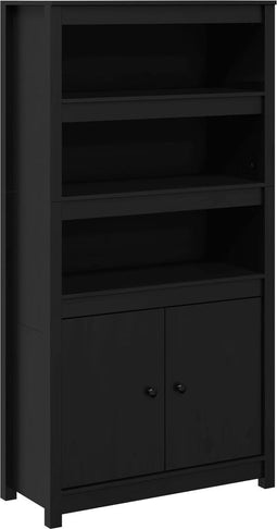 vidaXL - Hoge - kast - 80x35x154 - cm - massief - grenenhout - zwart