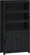 vidaXL - Hoge - kast - 80x35x154 - cm - massief - grenenhout - zwart