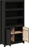 vidaXL - Hoge - kast - 80x35x154 - cm - massief - grenenhout - zwart