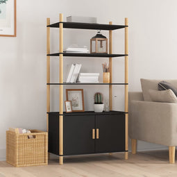 vidaXL - Hoge - kast - 80x40x153 - cm - bewerkt - hout - zwart