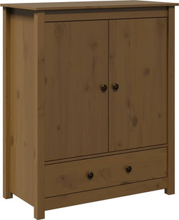 vidaXL - Hoge - kast - 83x41,5x100 - cm - massief - grenenhout - honingbruin