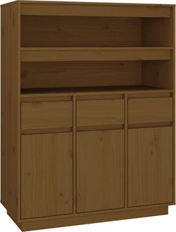 vidaXL - Hoge - kast - 89x40x116,5 - cm - massief - grenenhout - honingbruin