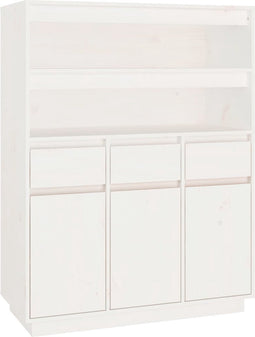 vidaXL - Hoge - kast - 89x40x116,5 - cm - massief - grenenhout - wit
