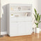 vidaXL - Hoge - kast - 89x40x116,5 - cm - massief - grenenhout - wit