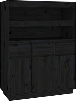 vidaXL - Hoge - kast - 89x40x116,5 - cm - massief - grenenhout - zwart