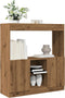 vidaXL - Hoge - kast - 92x33x100 - cm - bewerkt - hout - artisanaal - eikenkleur
