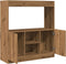 vidaXL - Hoge - kast - 92x33x100 - cm - bewerkt - hout - artisanaal - eikenkleur