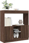 vidaXL - Hoge - kast - 92x33x100 - cm - bewerkt - hout - bruin - eikenkleurig