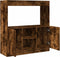 vidaXL - Hoge - kast - 92x33x100 - cm - bewerkt - hout - gerookt - eikenkleurig