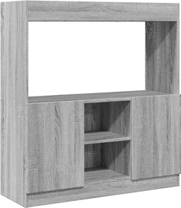 vidaXL - Hoge - kast - 92x33x100 - cm - bewerkt - hout - grijs - sonoma - eikenkleurig
