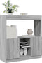 vidaXL - Hoge - kast - 92x33x100 - cm - bewerkt - hout - grijs - sonoma - eikenkleurig