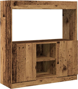 vidaXL - Hoge - kast - 92x33x100 - cm - bewerkt - hout - oud - houtkleurig
