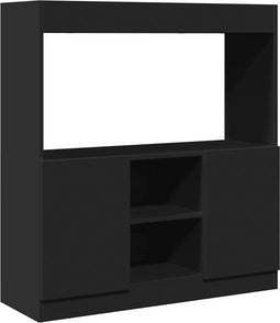 vidaXL - Hoge - kast - 92x33x100 - cm - bewerkt - hout - zwart