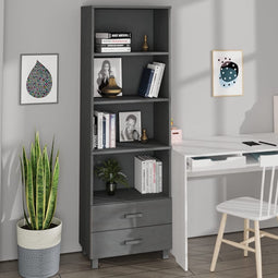 vidaXL - Hoge - kast - HAMAR - 60x35x180 - cm - massief - grenenhout - donkergrijs
