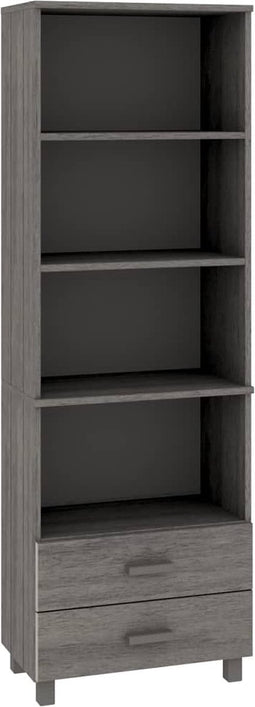 vidaXL - Hoge - kast - HAMAR - 60x35x180 - cm - massief - grenenhout - lichtgrijs
