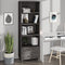 vidaXL - Hoge - kast - HAMAR - 60x35x180 - cm - massief - grenenhout - lichtgrijs