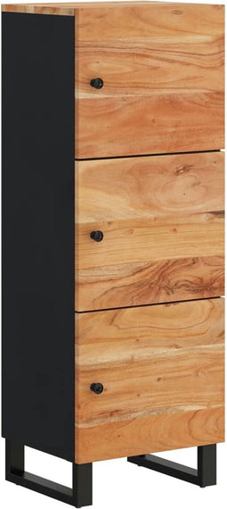 vidaXL - Hoge - kast - met - 3 - deuren - 40x33x110 - cm - massief - acaciahout - en - ijzer