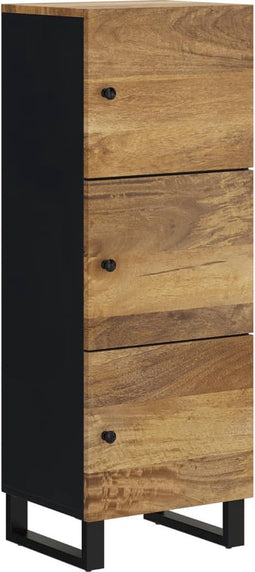 vidaXL - Hoge - kast - met - 3 - deuren - 40x33x110 - cm - massief - mangohout - en - ijzer