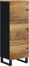 vidaXL - Hoge - kast - met - 3 - deuren - 40x33x110 - cm - massief - mangohout - en - ijzer