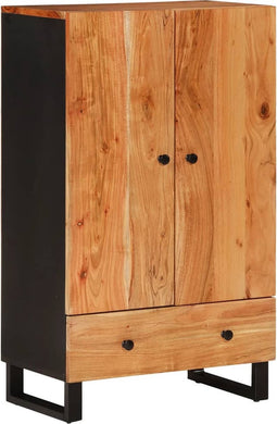 vidaXL - Hoge - kast - met - lade - 60x33x100 - cm - massief - acaciahout - en - ijzer