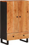 vidaXL - Hoge - kast - met - lade - 60x33x100 - cm - massief - acaciahout - en - ijzer