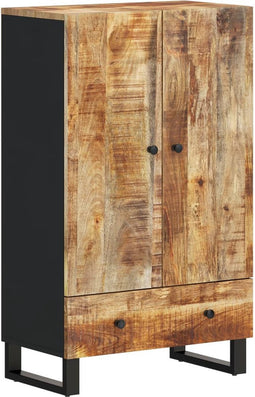 vidaXL - Hoge - kast - met - lade - 60x33x100 - cm - massief - mangohout - en - ijzer