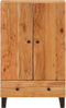 vidaXL - Hoge - kast - met - lade - 60x33x100 - cm - massief - acaciahout - en - ijzer