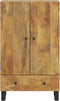 vidaXL - Hoge - kast - met - lade - 60x33x100 - cm - massief - mangohout - en - ijzer