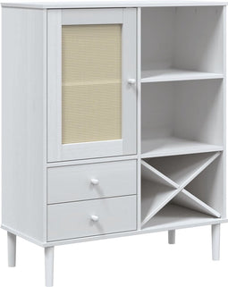 vidaXL - Hoge - kast - SENJA - 90x40x112 - cm - rattan - look - massief - grenenhout - wit