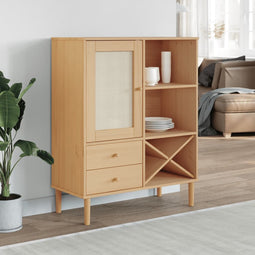 vidaXL - Hoge - kast - SENJA - 90x40x112 - cm - rattan - look - grenenhout - bruin
