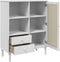 vidaXL - Hoge - kast - SENJA - rattan-look - 90x40x112 - cm - massief - grenenhout - wit