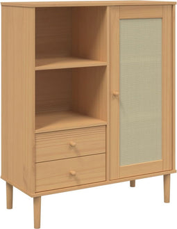 vidaXL - Hoge - kast - SENJA - rattan-look - 90x40x112 - cm - grenenhout - bruin