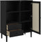 vidaXL - Hoge - kast - SENJA - rattan-look - 90x40x112 - cm - grenenhout - zwart